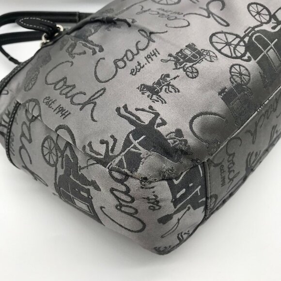 Coach  Gray Sateen Gallery Horse & Carriage East West Tote Bag F16583 - Picture 9 of 11